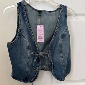 NWT Denim Lace-Up Vest